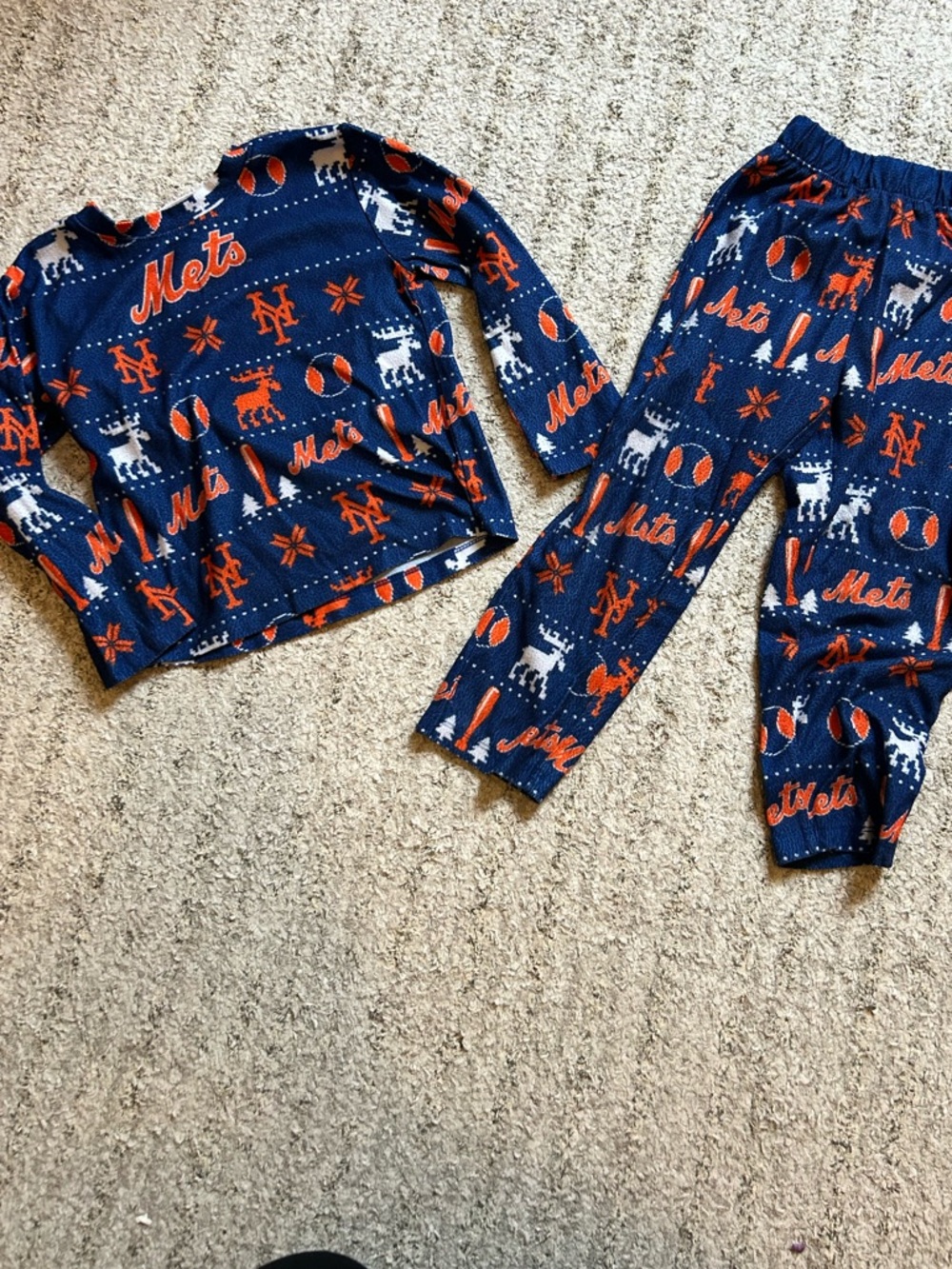 Kids Mets Flannel Winter Pajamas Size 4t